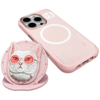 Nimmy Glasses Cool Cat MagSafe dėklas telefonui iPhone 16 Pro Max – rožinis