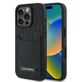 Cardslots Monogram Dėklas telefonui iPhone 16 Pro Max - juodas