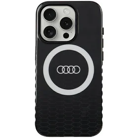 Audi IML Magnetinis dėklas su dideliu logotipu telefonui iPhone 15 Pro - juodas