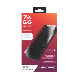 ZAGG InvisibleShield Glass Elite Privacy 360 apsauginis stiklas iPhone 16 Pro telefonui