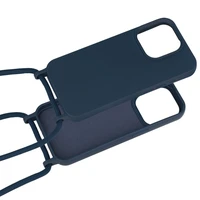 Dėklas telefonui su silikoniniu dirželiu IPhone 15 Plus dizainas 1 - tamsiai mėlynas