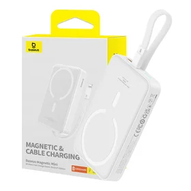 Išorinė baterija Baseus Magnetinė Mini 10000mAh, Lightning 20W MagSafe (balta)