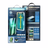 5D pilno klijavimo grūdintas stiklas iPhone 13 Pro Max / 14 Plus juodas + aplikatorius