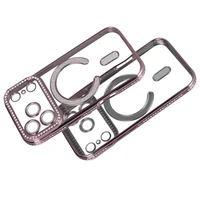 Bling Magsafe rožinis dėklas telefonui iPhone 17 Pro Max