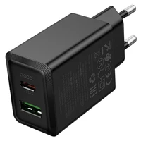 Įkroviklis telefonui Hoco USB A + USB C QC3.0 PD AFC 3A 30W N71 juodas