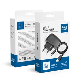 BLUE STAR LITE kelioninis įkroviklis 1A 5W USB A + kabelis USB A į Micro USB TFK-TC-1095B juodas