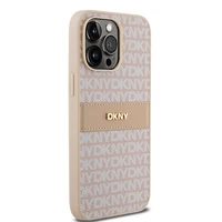 DKNY Odinis mono juosta ir metalinis logotipas dėklas telefonui iPhone 14 Pro Max - rožinis