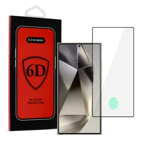 Tel Protect Apsauginis stiklas 6D pilnai lipnus Samsung Galaxy S24 Ultra juodas (m) - su pirštų atpažinimo atrakinimu