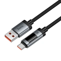 Kabelis USB A į USB C Hoco PD 6A 240W 1,2 m U148 su skaitmenine indikacija - juodas