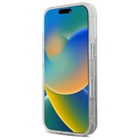 Karl Lagerfeld Liquid Glitter Karl & Choupette Head Magnetinis iPhone 16 Plus dėklas - skaidrus