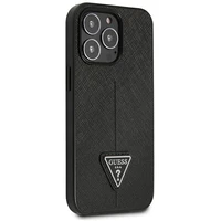Guess GUHCP14LPSATLK iPhone 14 Pro 6.1 "juodas/juodas kietas dėklas SaffianoTriangle Logo