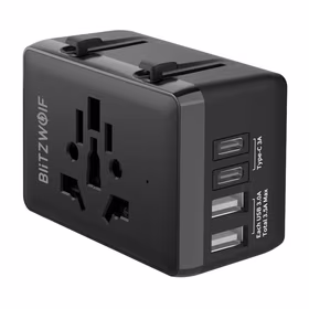 Blitzwolf BW-TA1 4-in-1 kelionių adapteris 2xUSB + C + PD 20W