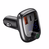 Įkroviklis automobilinis + FM transmiteris BASEUS (S-13) (2xUSB;1xUSB-C) juodas