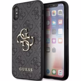Guess 4G didelis metalinis logotipas dėklas telefonui iPhone X/XS - pilka