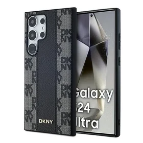 DKNY Odinis langeliais raštuotas magnetinis dėklas Samsung Galaxy S24 Ultra - juodas