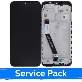 Ekranas skirtas Xiaomi Redmi 9 su rėmeliu / Black / (Service Pack)