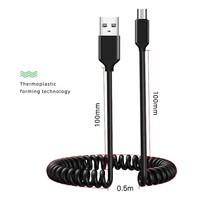 Spiralinis kabelis - USB į Micro USB - 2A 1 metras juodas