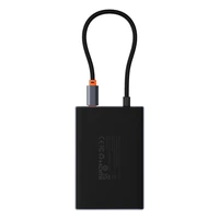 Baseus PioneerJoy 8-in-1 USB-C šakotuvas HDMI 4K@60Hz + HDMI 4K@30Hz + DisplayPort 8K@30Hz + VGA + 2 x USB-A 3.0 + 2 x USB-C - pilkas