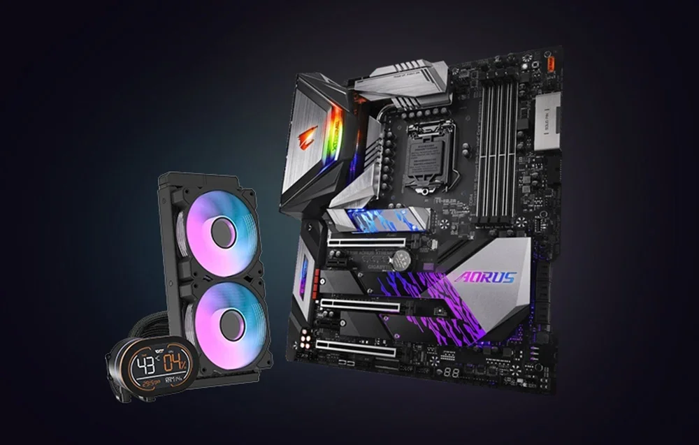 Vandens aušintuvas su apšvietimu juodame fone