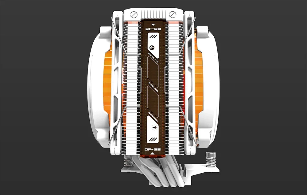 Dvigubo ventiliatoriaus aktyvus aušintuvas juodame fone