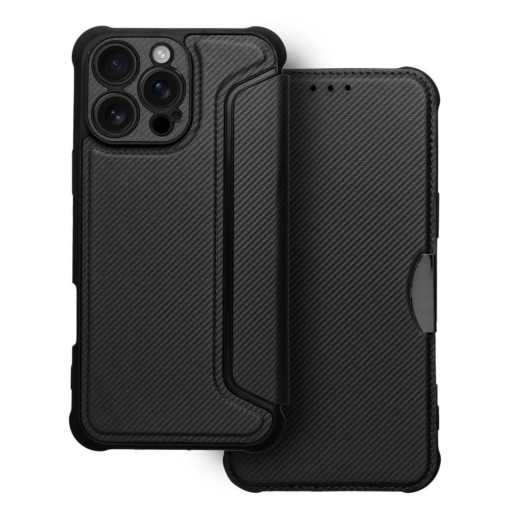 Dėklas telefonui RAZOR Book IPHONE 16 Pro Max juodas