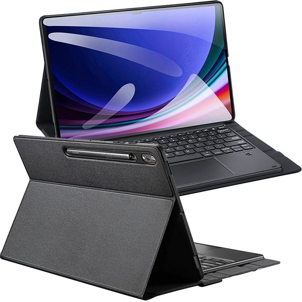 DUX DUCIS dėklas DK sulankstomas su belaidže klaviatūra su apšvietimu SAMSUNG Tab S10 Ultra/S9 Ultra/S8 Ultra juodas