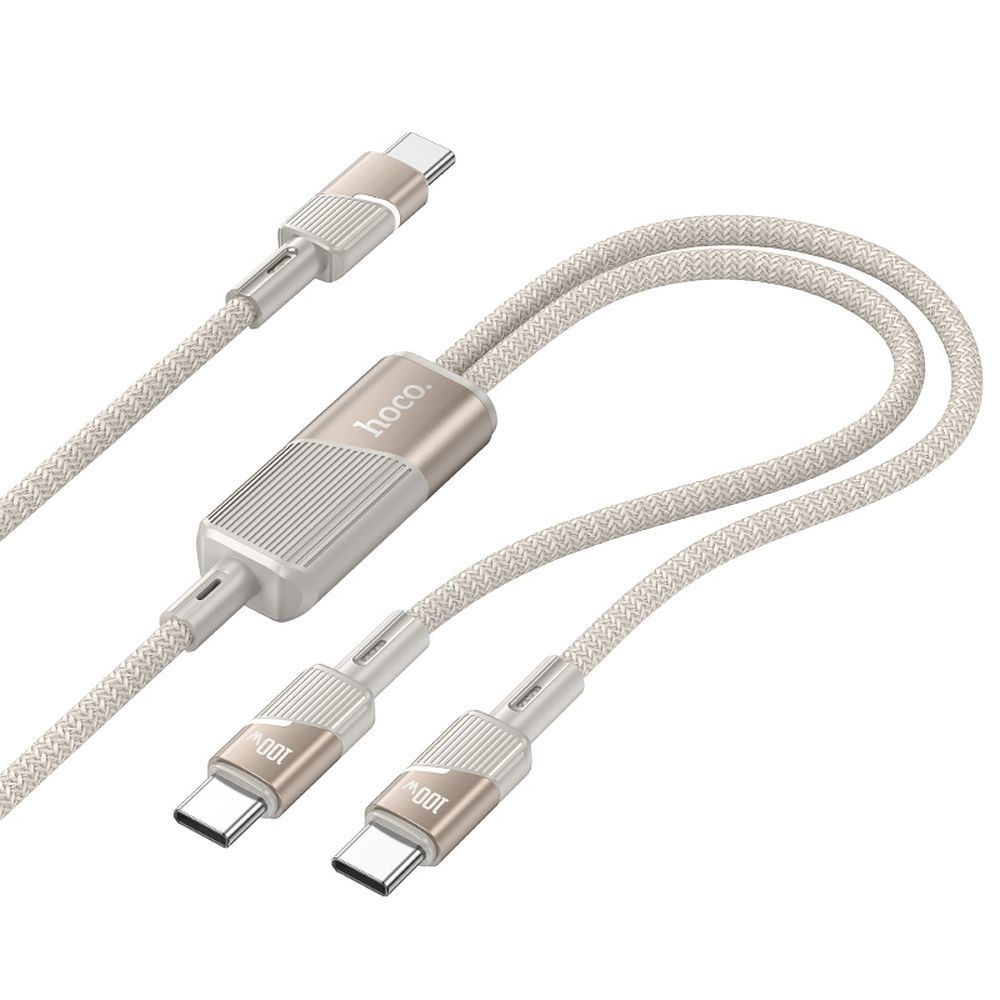 Kabelis 2in1 USB C į USB C / USB C Hoco 5A 100W 1,2 m U139 auksinis