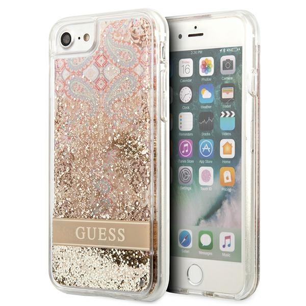 Guess Paisley Skystų Blizgučių dėklas iPhone SE 2022 / SE 2020 / 7 / 8 - auksinis