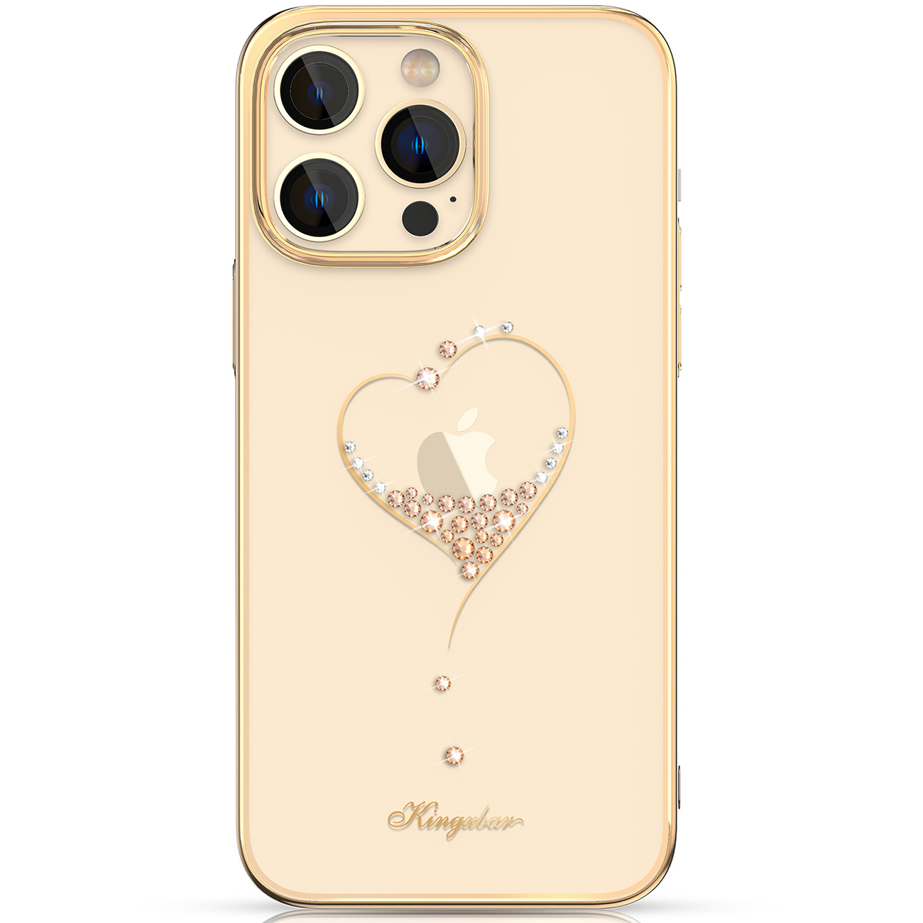Kingxbar Wish Series silikoninis dėklas telefonui iPhone 14 Plus auksinės spalvos su Swarovski kristalais
