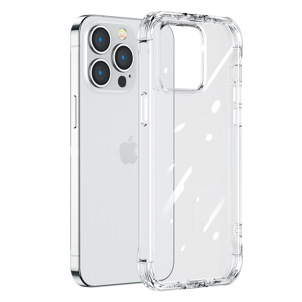 Joyroom Defender serijos dėklas iPhone 14 Pro Max šarvuotas kablio dėklas su stovu skaidrus (JR-14H4)