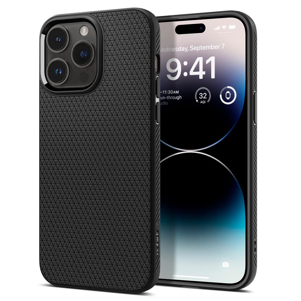 Spigen Liquid Air dėklas iPhone 14 Pro – matinis juodas