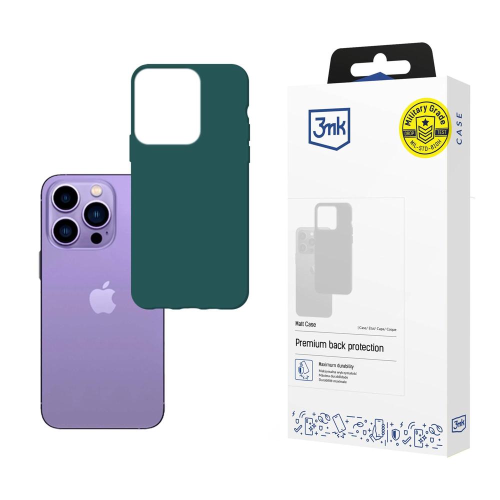 Dėklas telefonui iPhone 14 Pro Max iš 3mk Matt Case serijos - tamsiai žalia