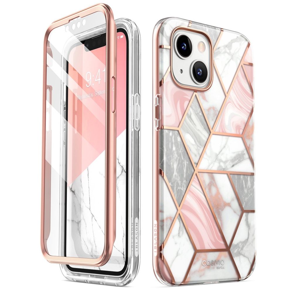 Supcase Cosmo dėklas telefonui iPhone 14 Plus - rožinės marmuro spalvos