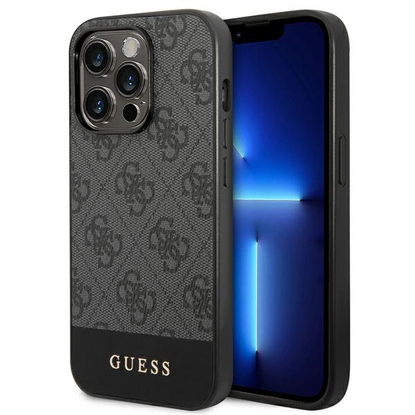 Guess GUHCP14XG4GLGR iPhone 14 Pro Max 6.7" pilkas/pilkas kietas dėklas 4G Stripe kolekcija
