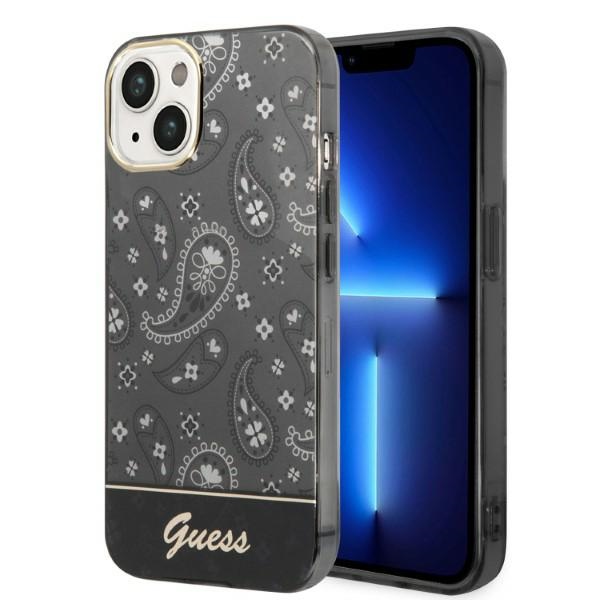 Guess GUHCP14MHGBNHK iPhone 14 Plus 6.7 "juodas/juodas kietas dėklas Bandana Paisley