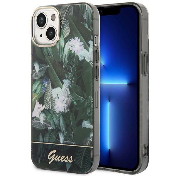 Guess GUHCP14MHGJGHA iPhone 14 Plus 6.7 "žalias/žalias kietas dėklas Jungle Collection