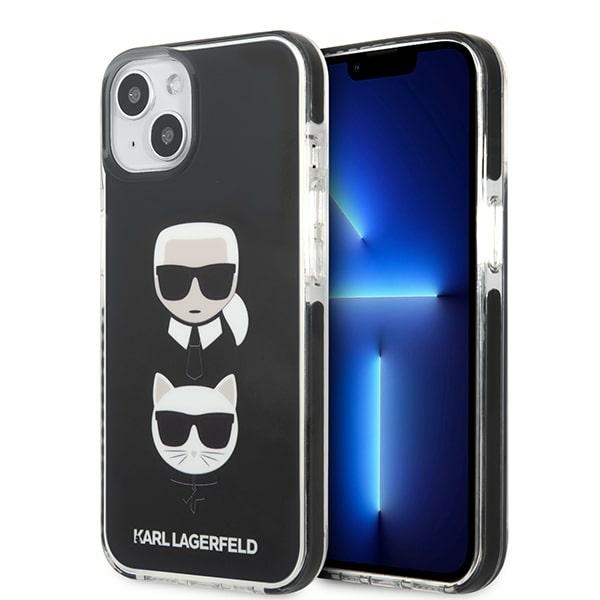 Karl Lagerfeld KLHCP13STPE2TK iPhone 13 mini 5,4 "juodas kietas dėklas Karl & Choupette Head