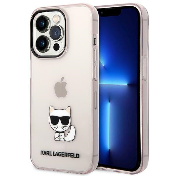 Karl Lagerfeld KLHCP14LCTTRI iPhone 14 Pro 6.1 kietasis dėklas rožinis permatomas Choupette Body