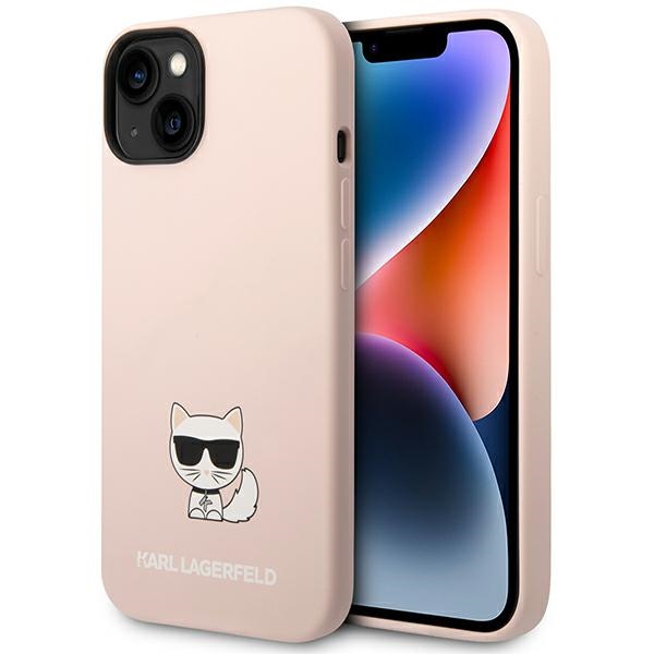 Karl Lagerfeld KLHCP14MSLCTPI iPhone 14 Plus 6.7 "kietas dėklas šviesiai rožinis / šviesiai rožinis Silikoninis Choupette Kūnas