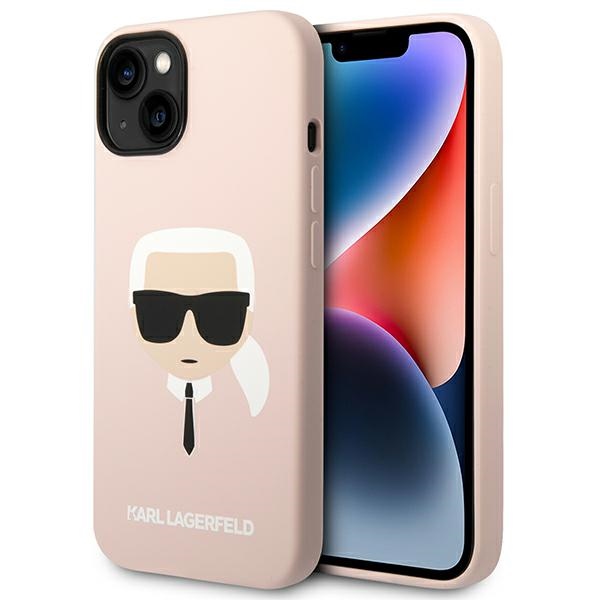 Karl Lagerfeld Silikoninis Karlo Galva MagSafe dėklas iPhone 14 Plus - šviesiai rožinis