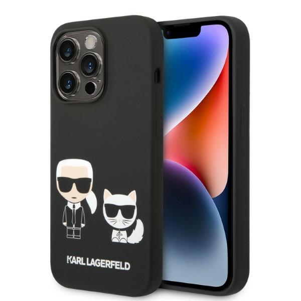 Karl Lagerfeld KLHMP14XSSKCK iPhone 14 Pro Max 6.7 "kietas dėklas juodas / juodas Liquid Silicone Karl & Choupette Magnetinis