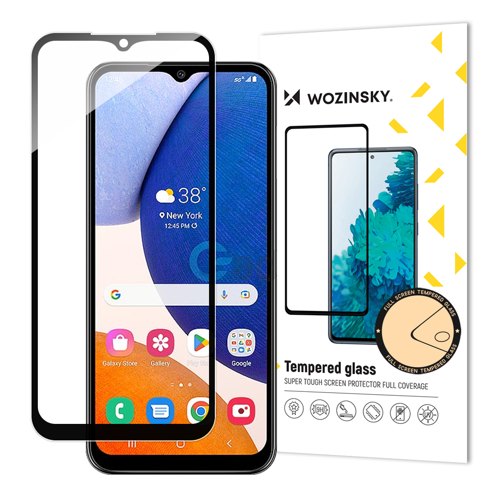 Wozinsky Pilno klijavimo apsauginis stiklas Samsung Galaxy A14 5G / A14 9H, su juodu rėmeliu