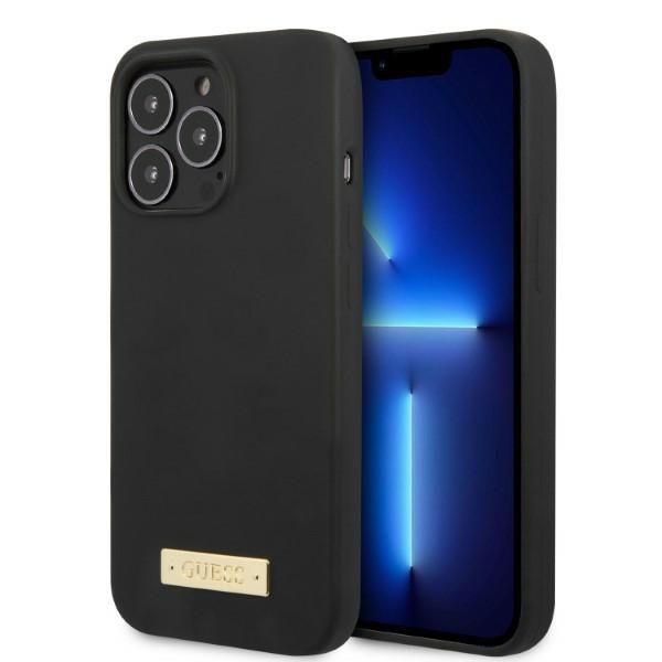 Guess GUHMP13XSPLK iPhone 13 Pro Max 6.7" juodas/juodas kietas dėklas Silikoninis logotipas Magnetinis