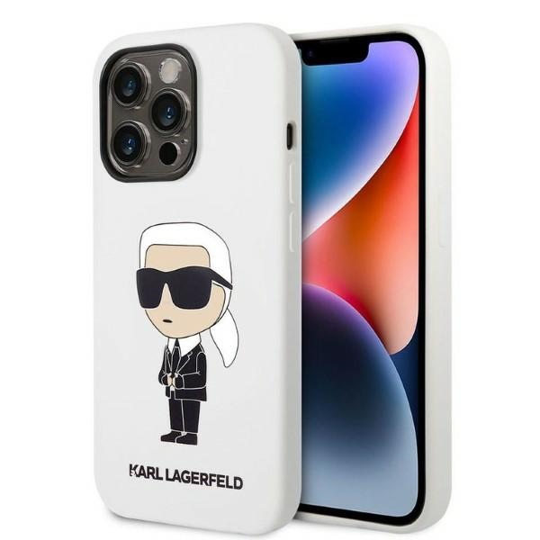 Karl Lagerfeld Silikoninis Ikonik dėklas iPhone 14 Pro Max - baltas