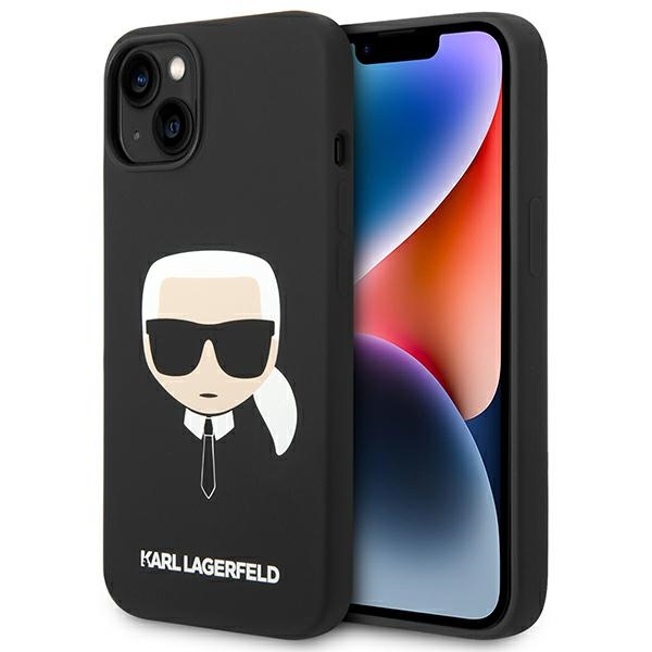 Karl Lagerfeld Silikoninis Karl's Head Magnetinis dėklas telefonui iPhone 14 Plus - juodas