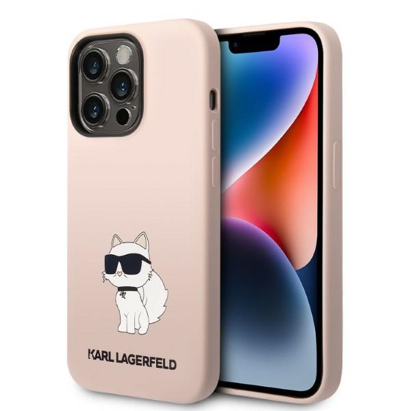 Karl Lagerfeld KLHCP14LSNCHBCP iPhone 14 Pro 6.1" kietasis dėklas rožinis/rožinis Silikoninis Choupette