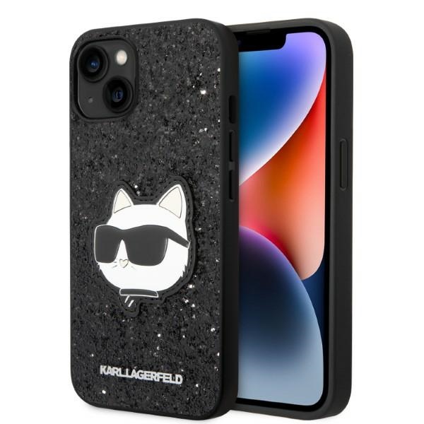 Karl Lagerfeld KLHCP14MG2CPK iPhone 14 Plus 6.7" kietasis dėklas juodas/juodas Blizgus Choupette Patch