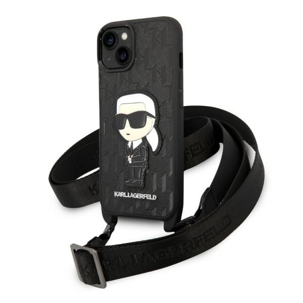Karl Lagerfeld KLHCP14MSTKMK iPhone 14 Plus 6.7" juodas/juodas kietasis dėklas Monograma Ikonik Pleistras