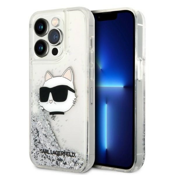 Karl Lagerfeld KLHCP14XLNHCS iPhone 14 Pro Max 6.7" silver/silver kietas dėklas Glitter Choupette Head