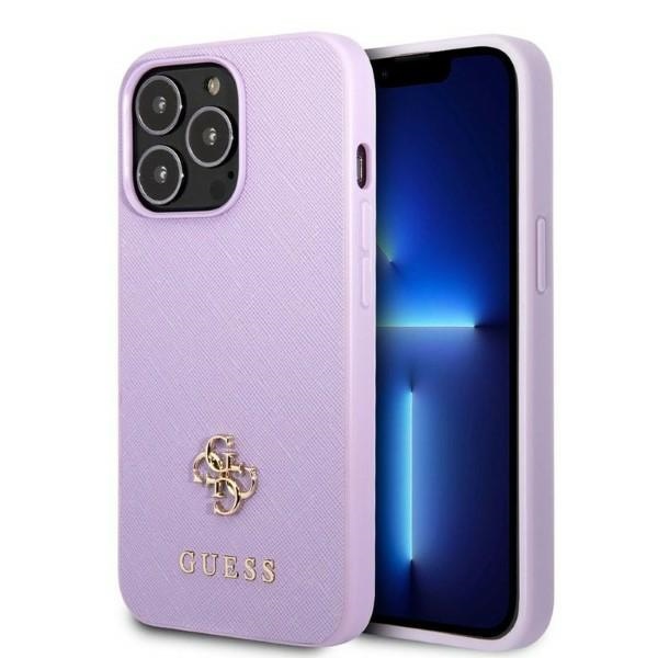 Guess GUHCP13XPS4MU iPhone 13 Pro Max 6.7" violetinis/violetinis kietas dėklas Saffiano 4G mažas metalinis logotipas